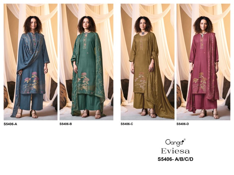 Eviesa 5406 By Ganga Wool Pashmina Dress Material